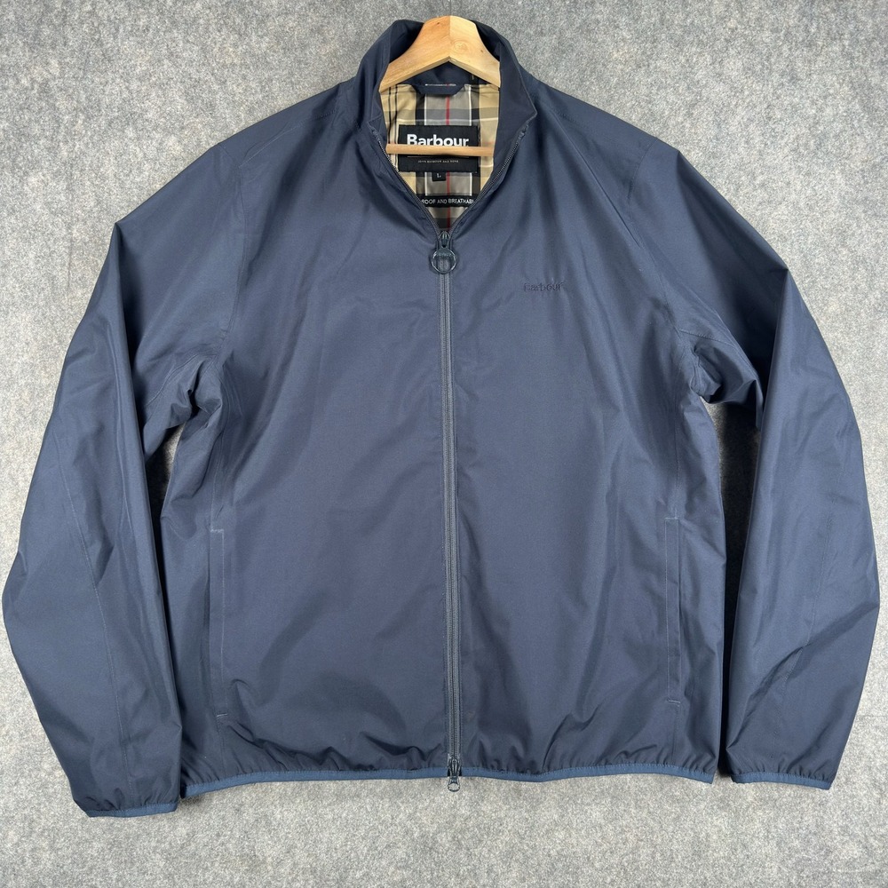 Barbour Korbel Waterproof Jacket Mens Large Blue Full Zip Breathable